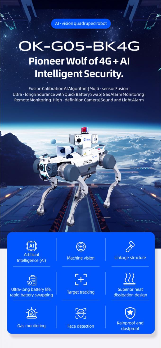 OKAF AI İzleme Özerk Güvenlik Devriye Robotu Endüstriyel Muhafız Robotu Köpek Akıllı Güvenlik Dörtlü Robotu 0