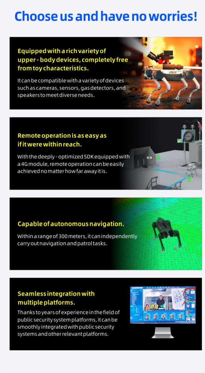 OKAF AI İzleme Özerk Güvenlik Devriye Robotu Endüstriyel Muhafız Robotu Köpek Akıllı Güvenlik Dörtlü Robotu 1