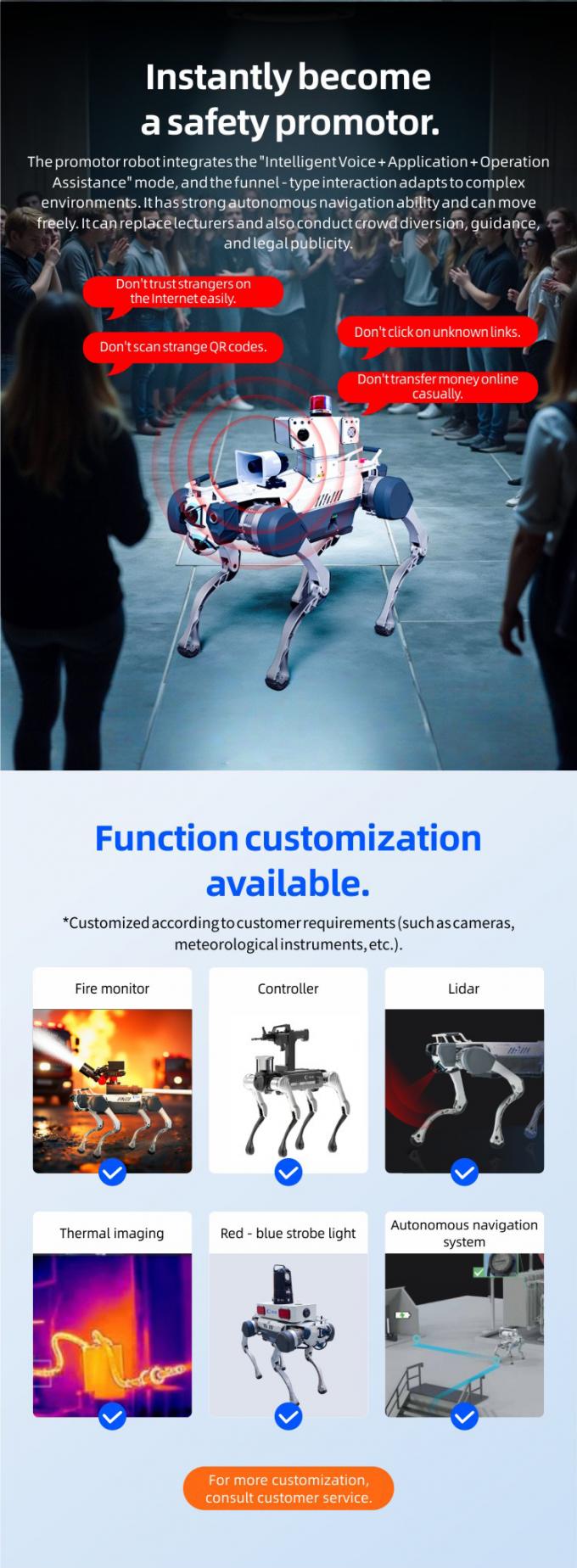 OKAF AI İzleme Özerk Güvenlik Devriye Robotu Endüstriyel Muhafız Robotu Köpek Akıllı Güvenlik Dörtlü Robotu 6