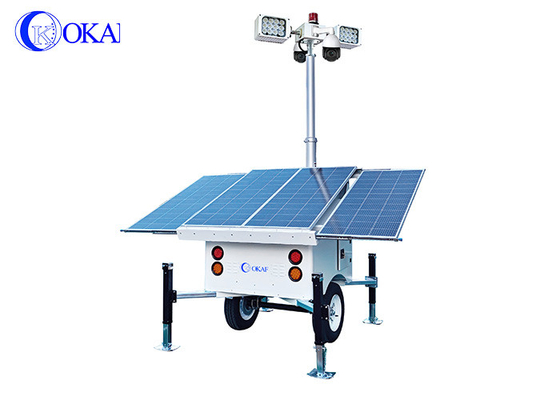 OKAF İnşaat Alanı Gözetim Işık Kulesi 4G 5G Mobil CCTV Rel Solar Güvenlik Kamera Kulesi