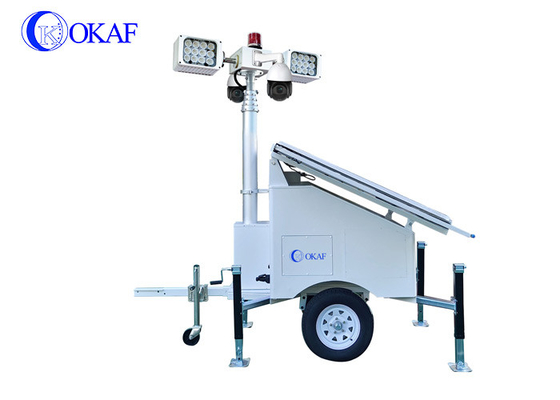 OKAF İnşaat Alanı Gözetim Işık Kulesi 4G 5G Mobil CCTV Rel Solar Güvenlik Kamera Kulesi