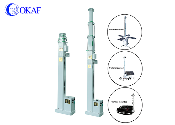 Özel Yükseklik DC Güçlü Motorlu Teleskopik Mast Araç Relye Robot Montajlı Kare Elektrikli Teleskopik Mast